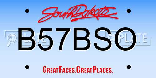 B57BSO South Dakota License Plate