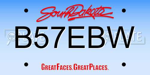 B57EBW South Dakota License Plate