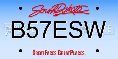 B57ESW South Dakota License Plate