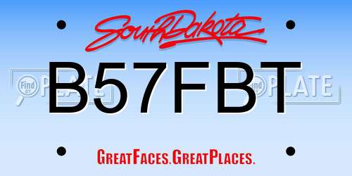 B57FBT South Dakota License Plate