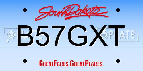 B57GXT South Dakota License Plate