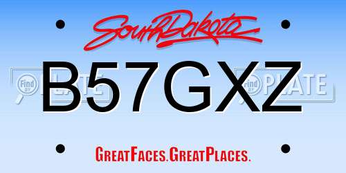 B57GXZ South Dakota License Plate