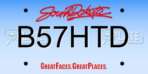 B57HTD South Dakota License Plate