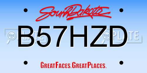 B57HZD South Dakota License Plate