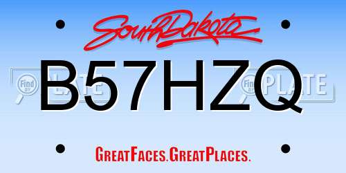 B57HZQ South Dakota License Plate