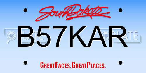 B57KAR South Dakota License Plate