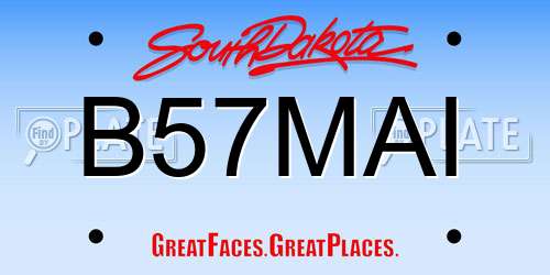 B57MAI South Dakota License Plate