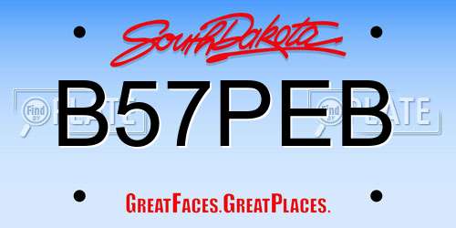 B57PEB South Dakota License Plate