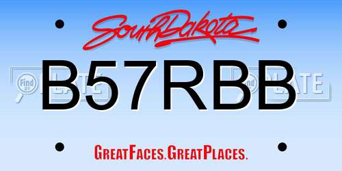 B57RBB South Dakota License Plate