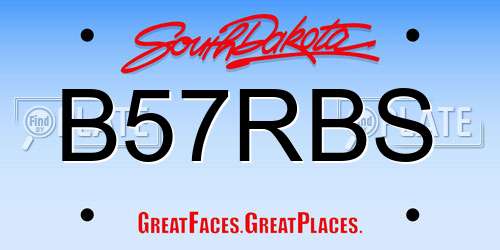 B57RBS South Dakota License Plate
