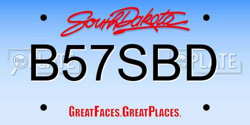 B57SBD South Dakota License Plate