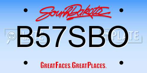 B57SBO South Dakota License Plate