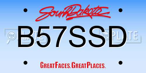 B57SSD South Dakota License Plate