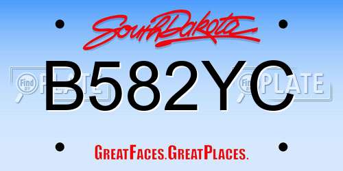 B582YC South Dakota License Plate
