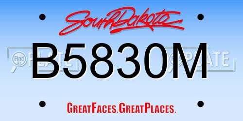 B5830M South Dakota License Plate