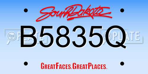 B5835Q South Dakota License Plate