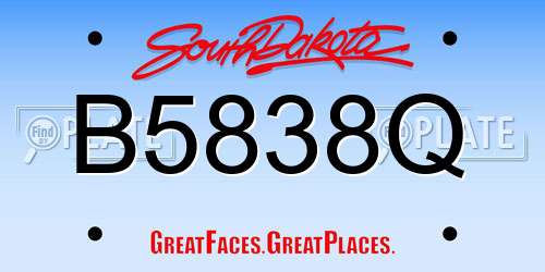 B5838Q South Dakota License Plate
