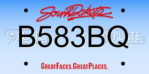 B583BQ South Dakota License Plate