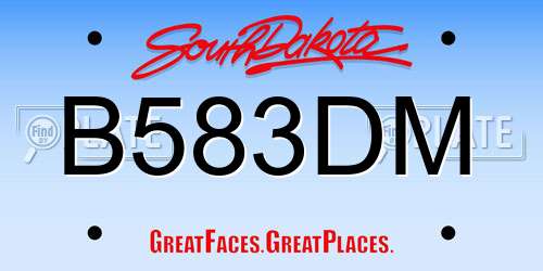B583DM South Dakota License Plate