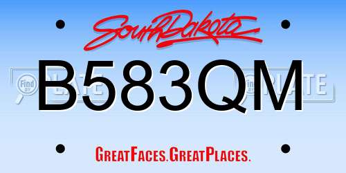 B583QM South Dakota License Plate