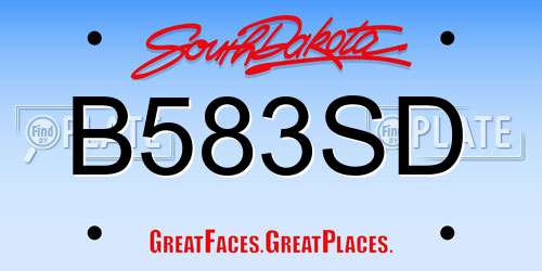 B583SD South Dakota License Plate