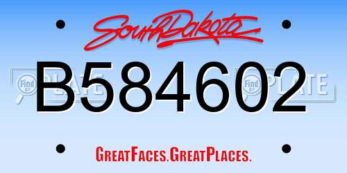 B584602 South Dakota License Plate