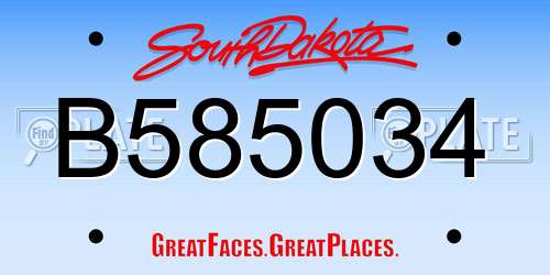 B585034 South Dakota License Plate
