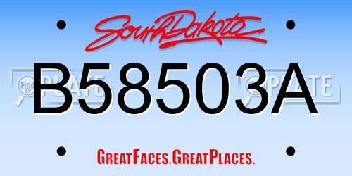 B58503A South Dakota License Plate