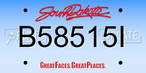 B58515I South Dakota License Plate