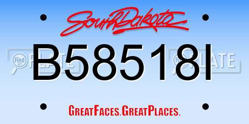B58518I South Dakota License Plate