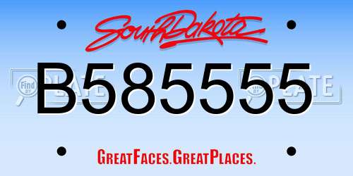B585555 South Dakota License Plate