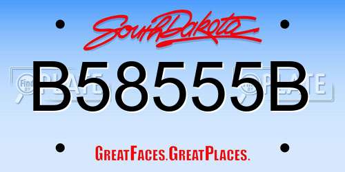 B58555B South Dakota License Plate