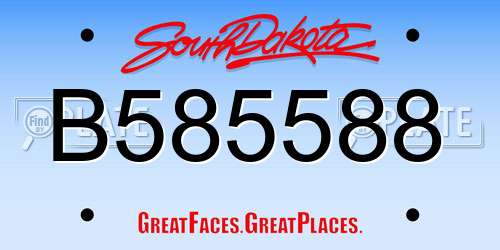 B585588 South Dakota License Plate
