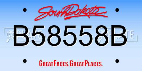 B58558B South Dakota License Plate