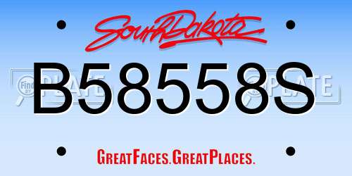 B58558S South Dakota License Plate