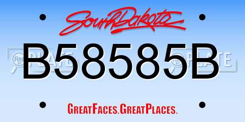 B58585B South Dakota License Plate