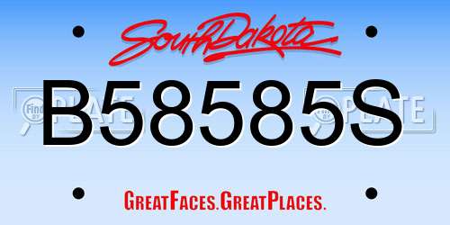B58585S South Dakota License Plate