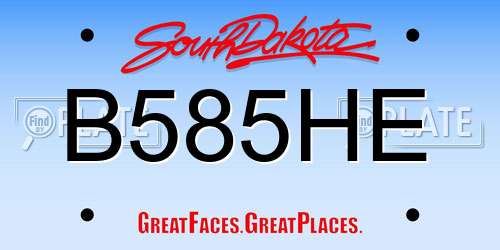 B585HE South Dakota License Plate