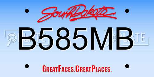 B585MB South Dakota License Plate