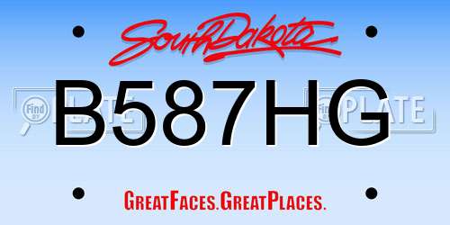 B587HG South Dakota License Plate