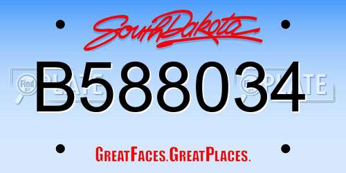 B588034 South Dakota License Plate
