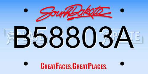 B58803A South Dakota License Plate