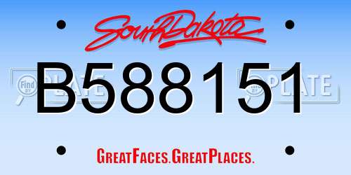 B588151 South Dakota License Plate