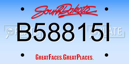B58815I South Dakota License Plate