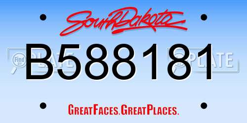 B588181 South Dakota License Plate