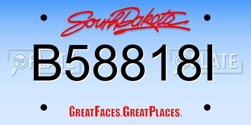 B58818I South Dakota License Plate