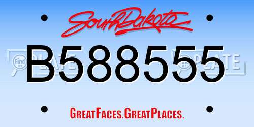 B588555 South Dakota License Plate