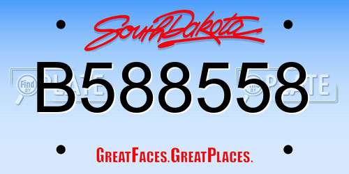 B588558 South Dakota License Plate
