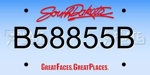 B58855B South Dakota License Plate