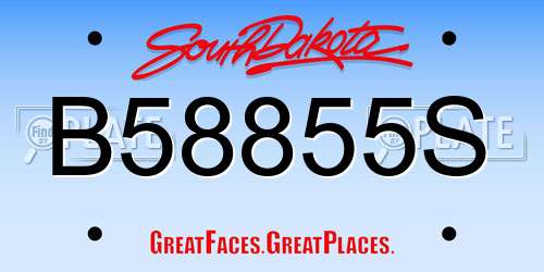 B58855S South Dakota License Plate